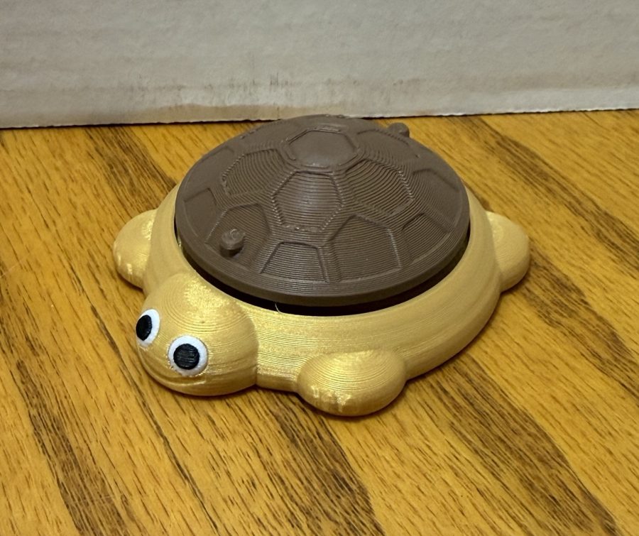 Gold turtle fidget with brown shell