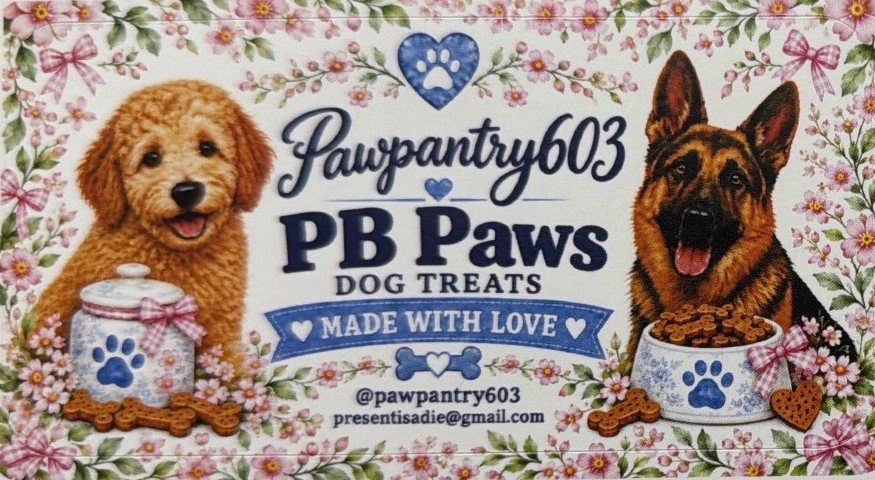 PB Paws label, pink florals